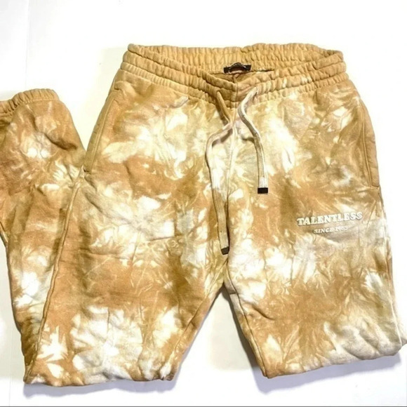 Talentless Premium Cotton Sweatpants Beige Custom Tie Dye - Picture 1 of 8